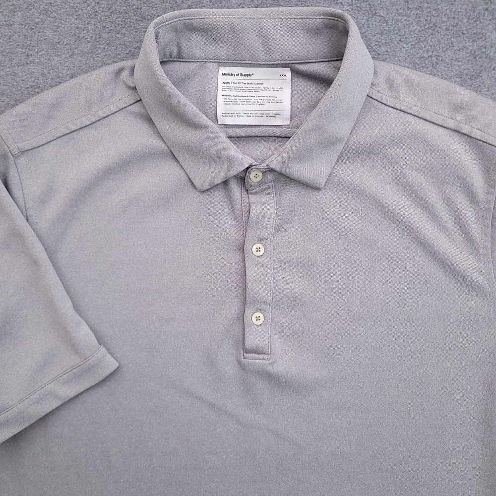 Ministry Of Supply Apollo Polo Shirt Mens 3XL Gray Short Sleeve Performance Golf